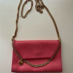 Stella McCartney pink flap crossbody with gold chain strap